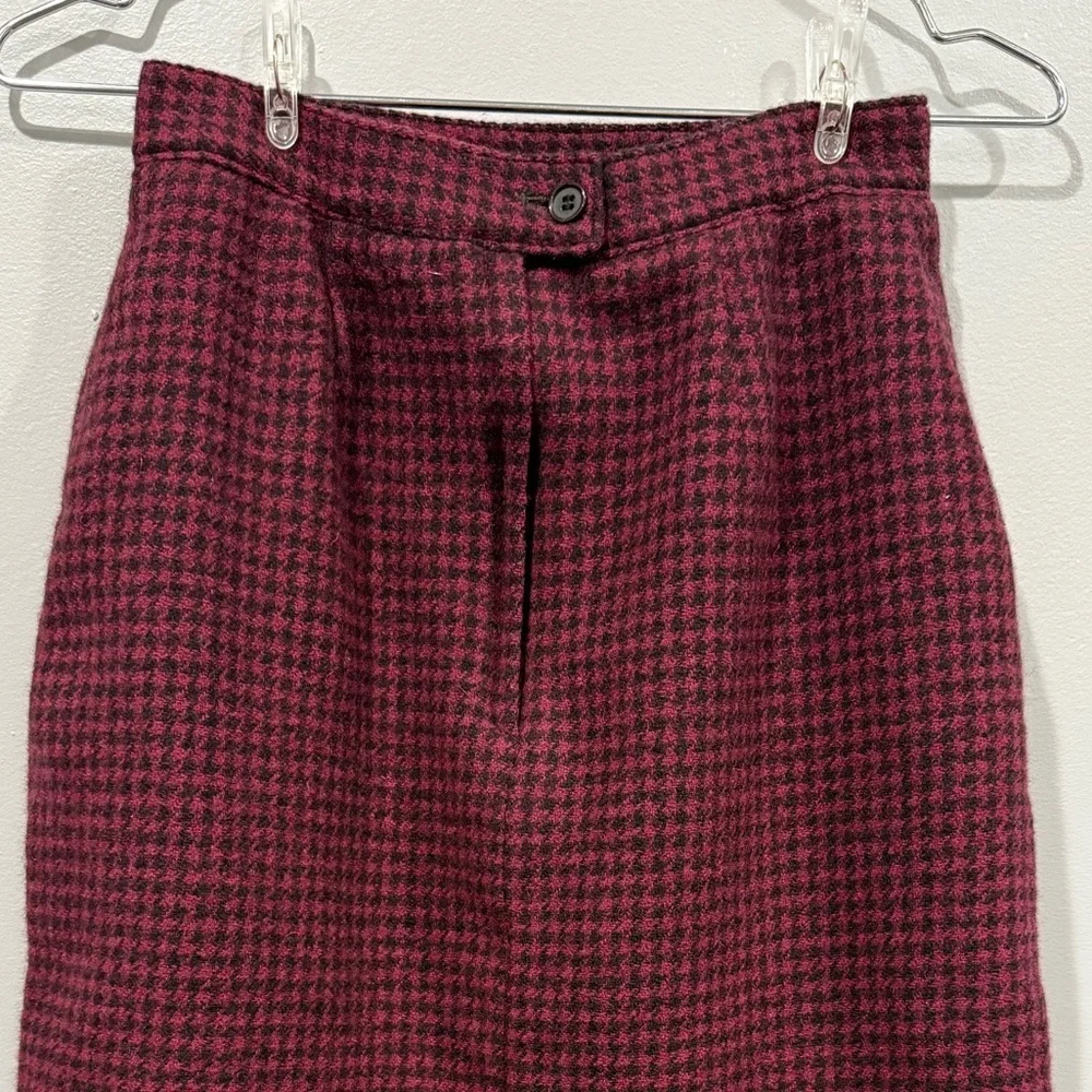 Vintage Giorgio Sant'Angelo Wool Skirt Houndstooth Red & Black/size 6